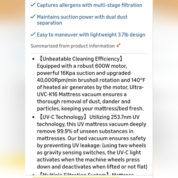 Bed Vacuum Cleaner / Ultra UVC - Picture 11 of 16